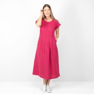 long red linen dress, washed