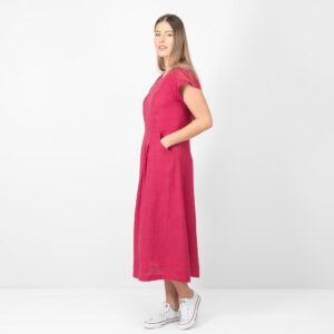 long red linen dress, with folds