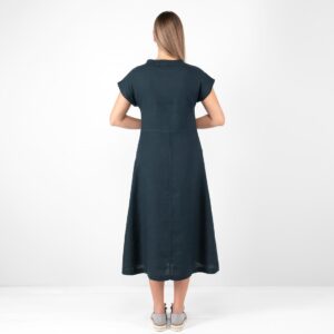 dark navy linen dress, backside