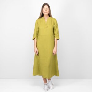 apple green linen dress