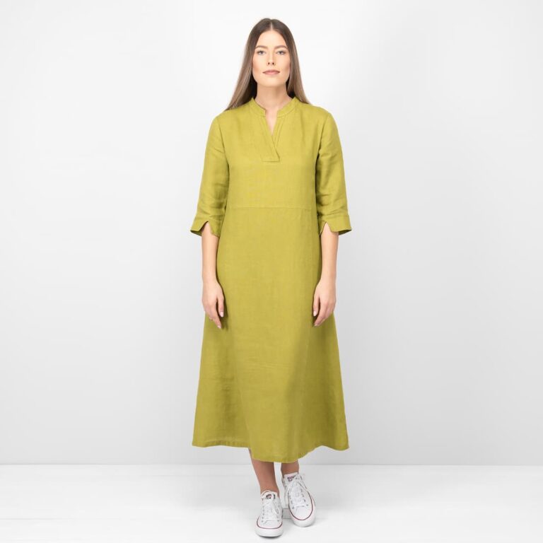 apple green linen dress