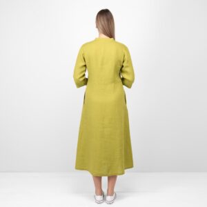 apple green linen dress from backside