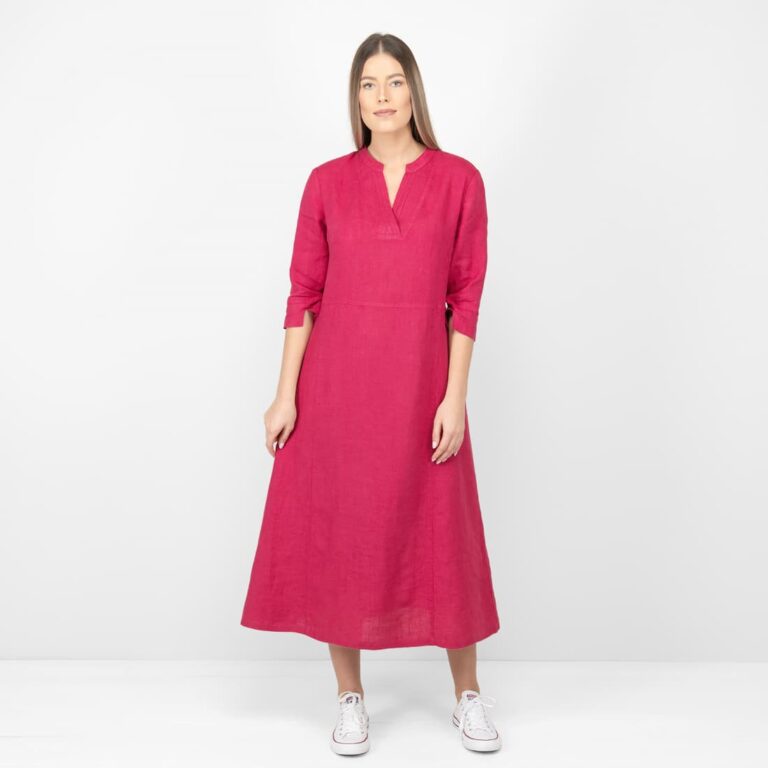 red long linen dress