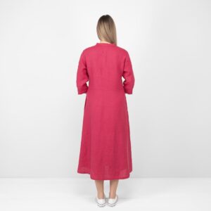 red long linen dress from backside