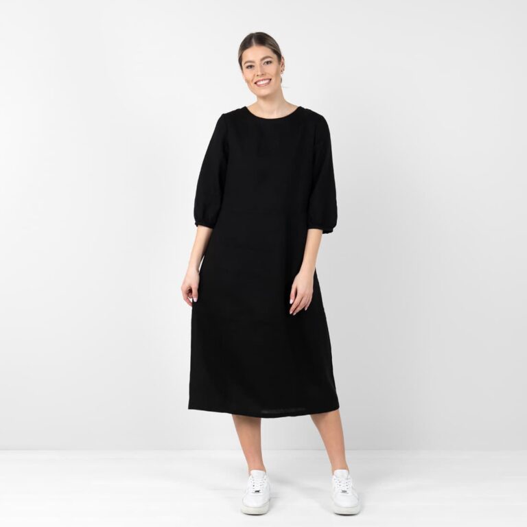 Black linen dress
