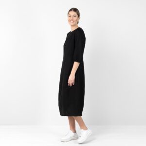 Black linen dress, 3/4 sleeves