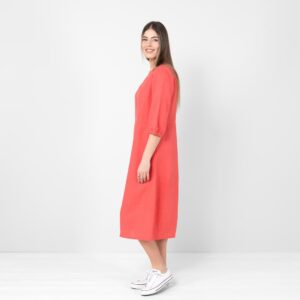 Red linen dress