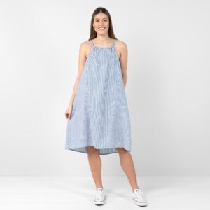 Blue striped linen dress