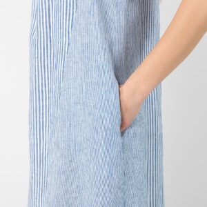 Blue striped linen dress, with pockets