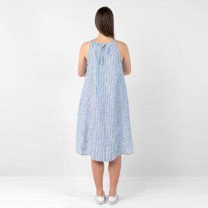 Blue striped linen dress
