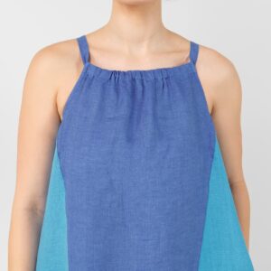 Blue linen dress, sleeveless