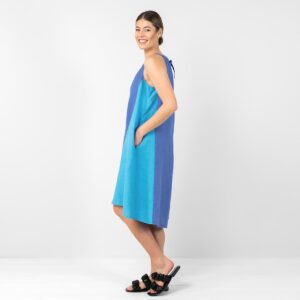 Blue linen dress, 100% linen