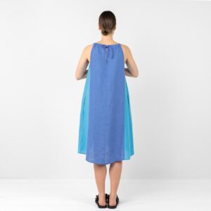 Blue linen dress, loose fit