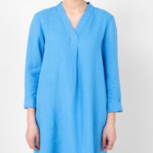 Light blue linen dress, v-neckline