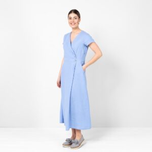 Light blue linen dress, maxi length