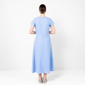Light blue linen dress, side zipper closure