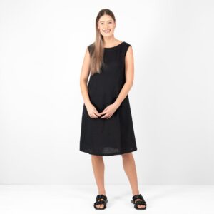 linen black dress no sleeves