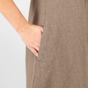 linen brown dress, pocket on sides