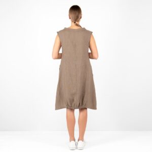 linen brown dress from backside