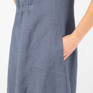 jeans blue linen dress with sided pockets