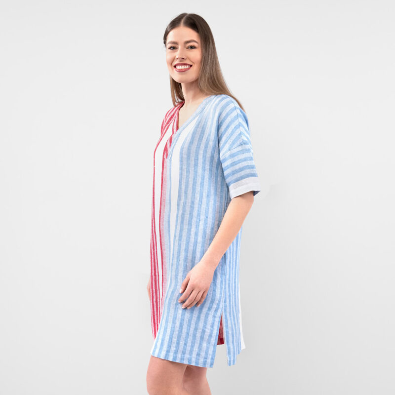 RENE Kjole blå rød