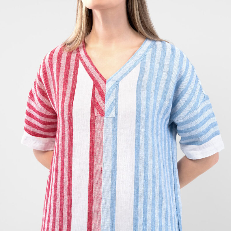 RENE Kjole blå rød