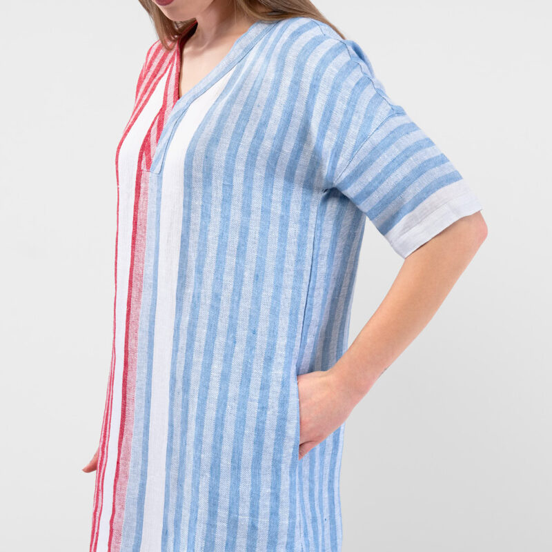 RENE Kjole blå rød