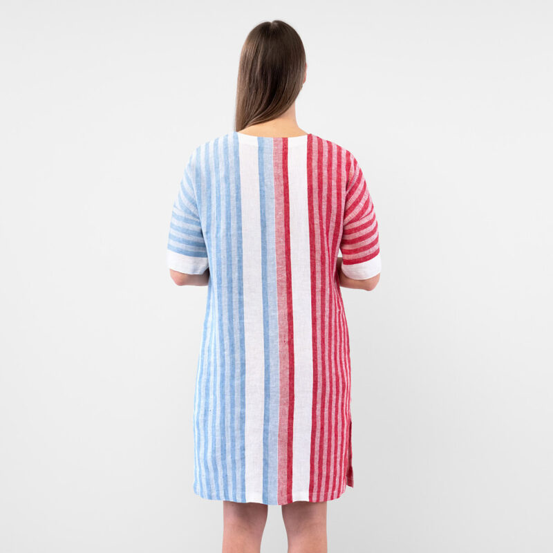 RENE Kjole blå rød