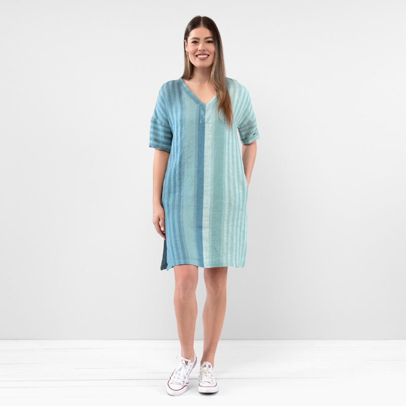 RENE Kjole blå grønn