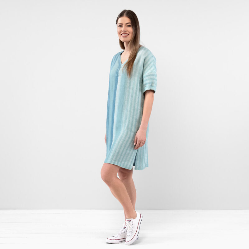 RENE Kjole blå grønn