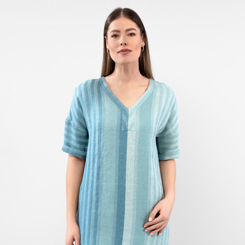 RENE Kjole blå grønn