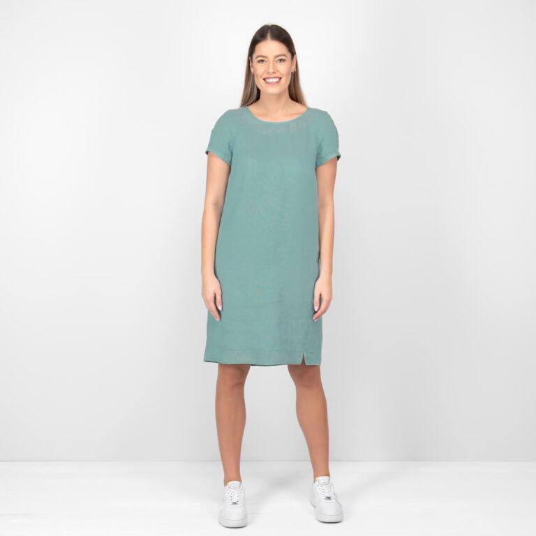 aqua linen dress