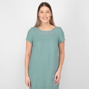 aqua linen dress washed