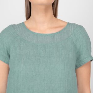 aqua linen dress rounded neck