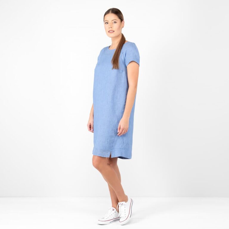 blue linen dress
