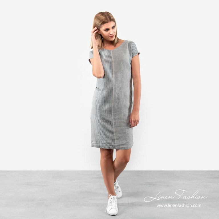 RETRO grey linen dress