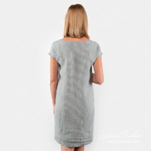 RETRO grey linen dress from the back