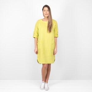 salad green linen dress