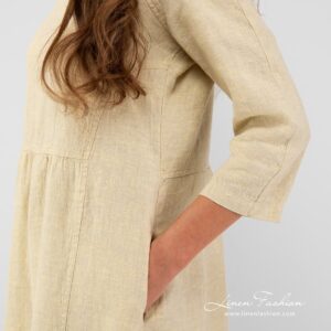 100% linen pale yellow dress.
