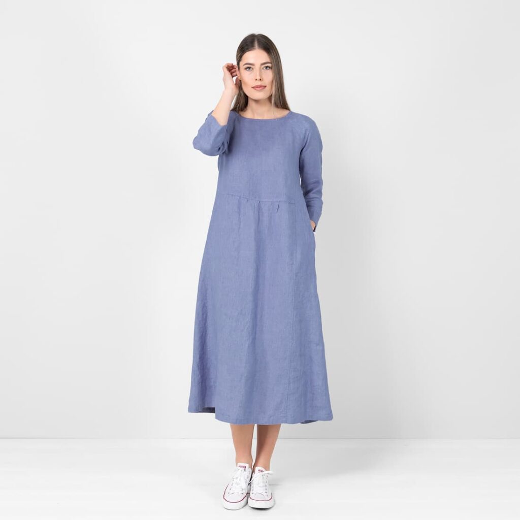 Blue linen dress