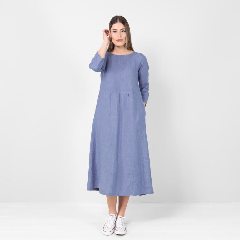 Blue linen dress