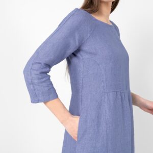 Blue linen dress, with pockets