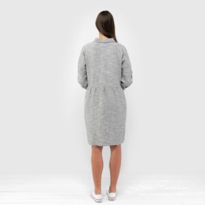 Grey linen cotton dress back side
