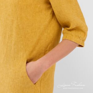 Yellow dyed linen dress.