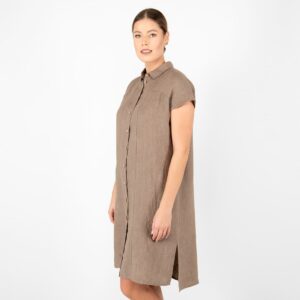 brown linen dress, washed