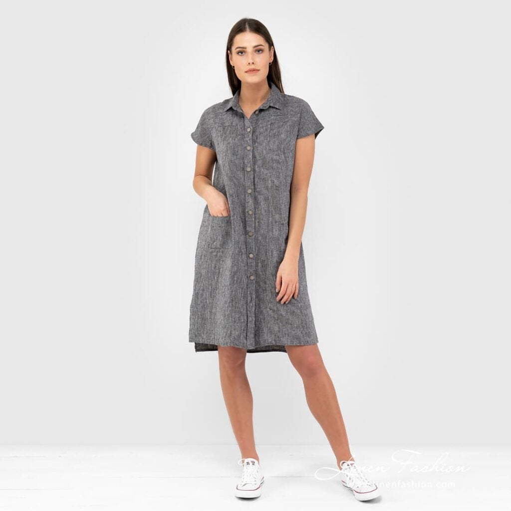 GINA black linen dress full size