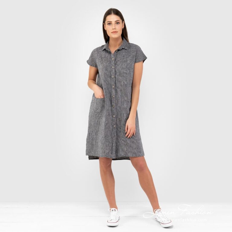 GINA black linen dress full size