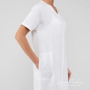 White dyed linen dress.