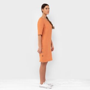 Orange coloured linen dress.