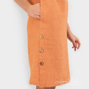 Orange dress of 100% linen fabric.